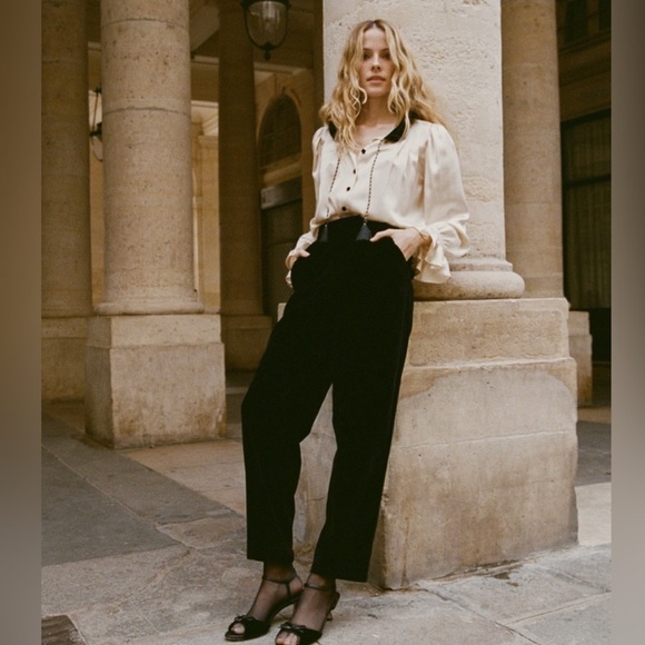 Doen Pants - Doen Heirloom Mabelle 100% Cotton Velvet 50s Inspired Bow Detail Pant